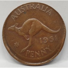 AUSTRALIA 1951 . ONE 1 PENNY . HUGE ERROR . MIS-STRIKE